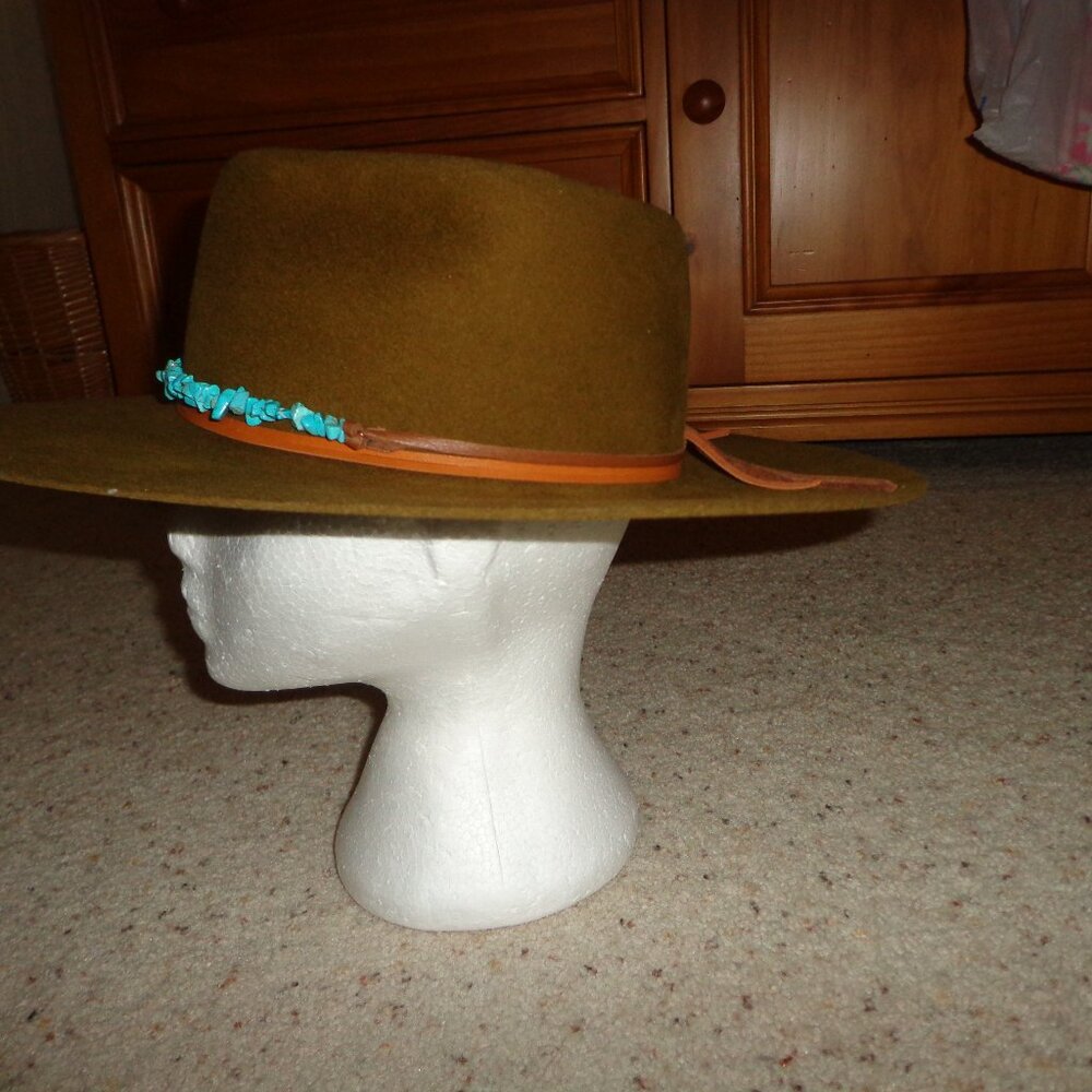 FIRM NEW Free People Lovely Bird Montana Turquoise Wrap Felt Hat S Rodeo - Picture 3 of 16